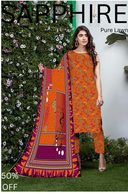 3Pcs Premium Lawn Unstitched    LW  501