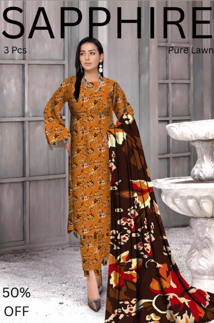 3Pcs Premium Lawn Unstitched    LW  517