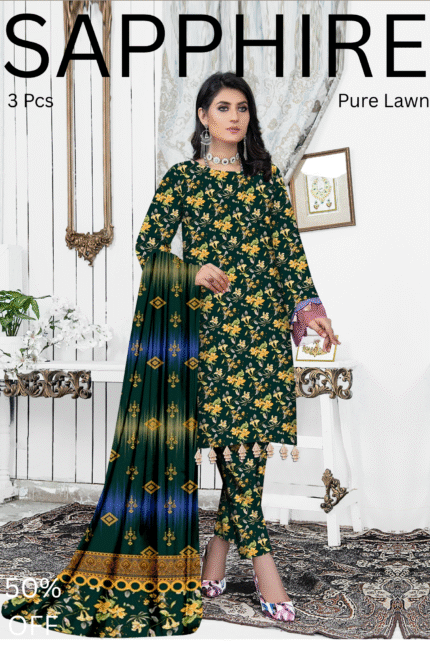 3Pcs Premium Lawn Unstitched LW 518