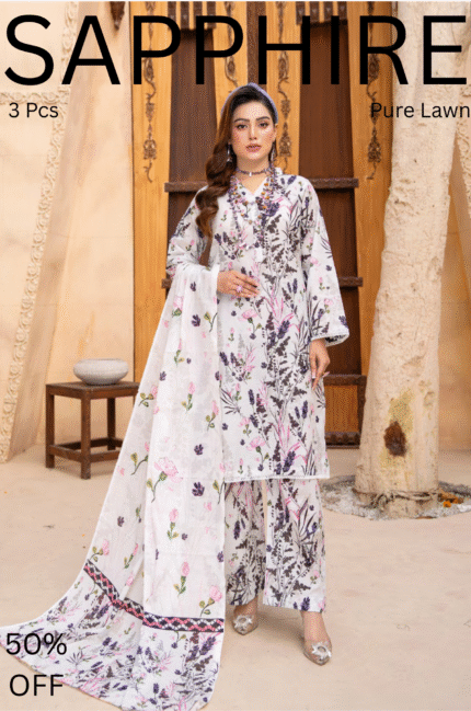 3Pcs Premium Lawn Unstitched    LW  526