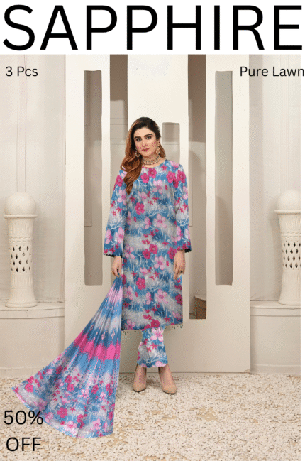 3Pcs Premium Lawn Unstitched    LW  509