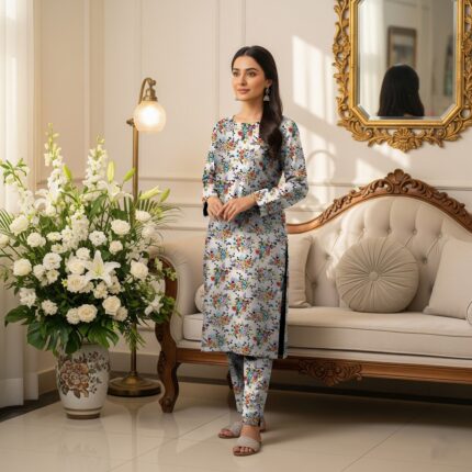 2 Pieces Unstitched  Digital Print Suit LD 831