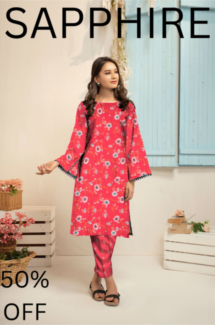 2 Pieces Unstitched  Digital Print Suit LD 854