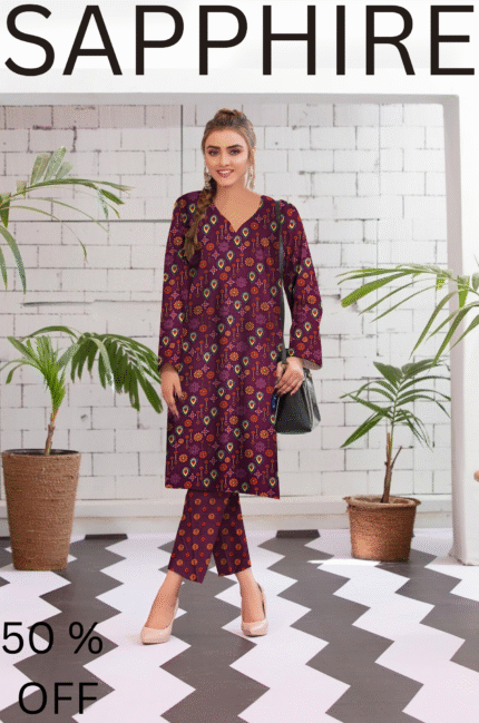 2 Pieces Unstitched  Digital Print Suit LD 859