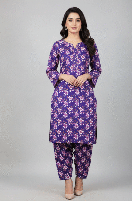 2 Piece - Digital Printed Linen Suit SKU 1129